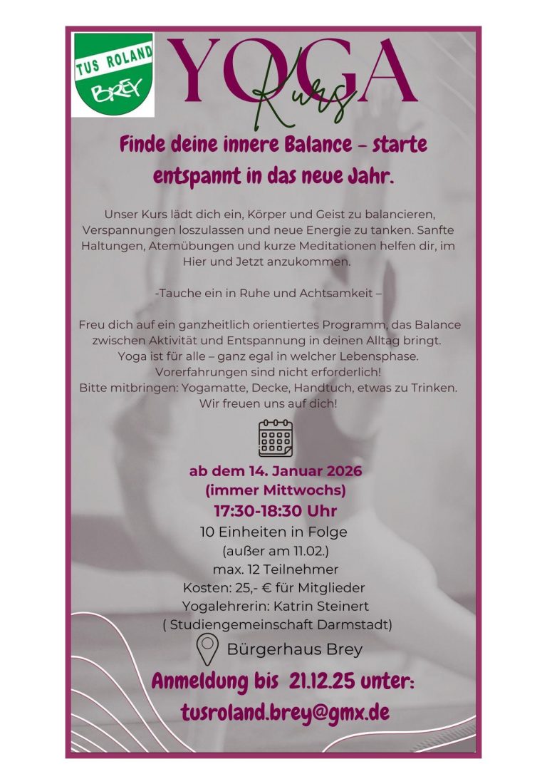 NEU – YOGA-Kurs startet im Januar 2026
